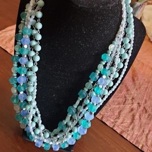 Lia Sophia multi strand beaded necklace green blue